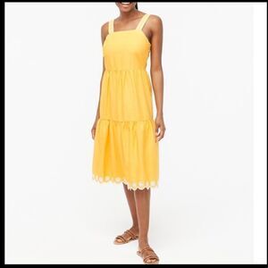 J Crew Embroidered Scallop Tiered Dress